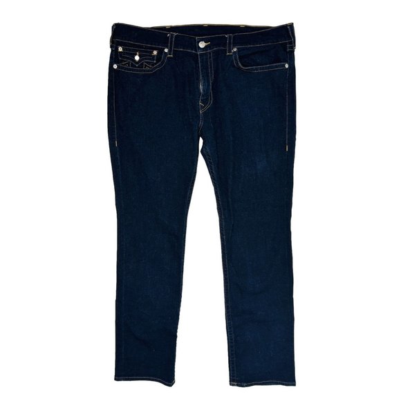 True Religion Ricky Flap Thick Stitched Darkwash Indigo Denim Blue Jeans